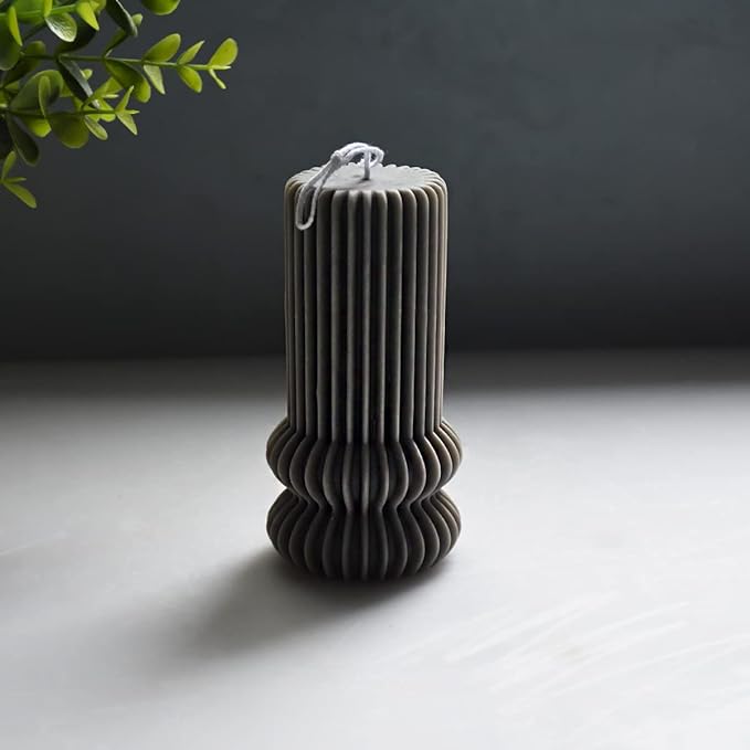 Striped Pillar Aesthetic Molds, Cylindrical Tall Pillar Candle Mold, Ribbed Twist Geometric Abstract Decorative Striped Silicone Mold for Crafts Aromatherapy Candle Handmade Soap Making(5.3")