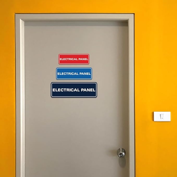 All Quality Standard Electrical Panel Wall or Door Sign - Durable Material | Clear and Functional Sign | Easy Installation‌ - White - Small (5 Pack)
