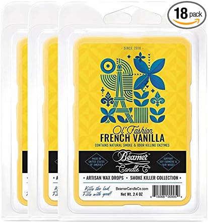 Beamer Candle Co. - Ol' Fashion French Vanilla – Creamy Vanilla, Nutmeg, Amber, Musk - 3 Packs of 6 Cubes – Odor Eliminating – 40 Hour Burn Time