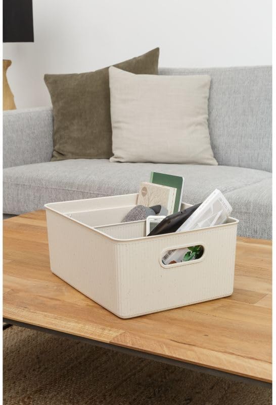 Superio Eco-Friendly Decorative Plastic Basket Open Home Storage Bins Organizer Baskets, Large (2 Pack) Container Boxes for Organizing Closet Storage Bins for Shelves Drawer Shelf 15 Liter