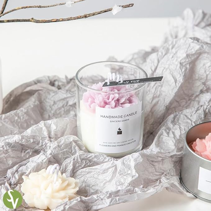 SimpleVibesXinPuwei DIY Scented Botanical Jelly Candle DIY Candle Kit House Warming Gift (Style B, Mold Style 2)