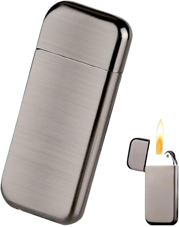 NIVEK Slim Compact Lighter, Ultra Thin, Small Portable, Soft Flame Refillable for Men Women (Black Chrome)