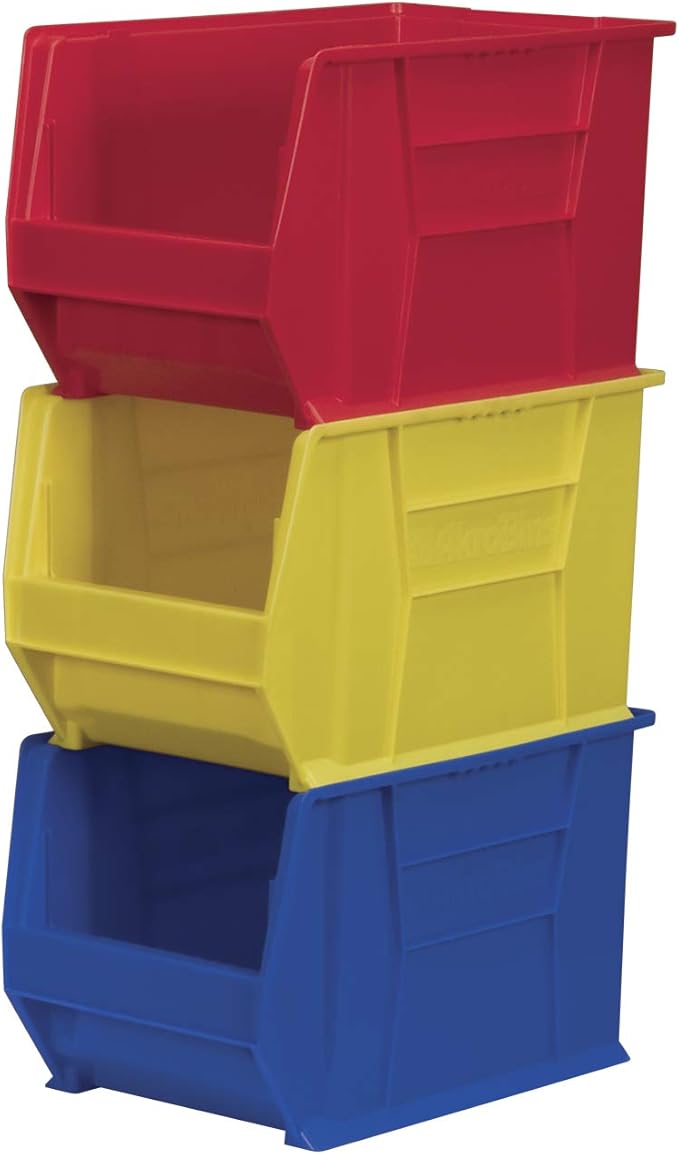 Akro-Mils 30282 Super-Size AkroBins Plastic Storage Bins, Space-Saving Stackable Bins for Garage, Classroom, Warehouse Organization, 20" L x 12" W x 12" H, Blue, 2-Pack