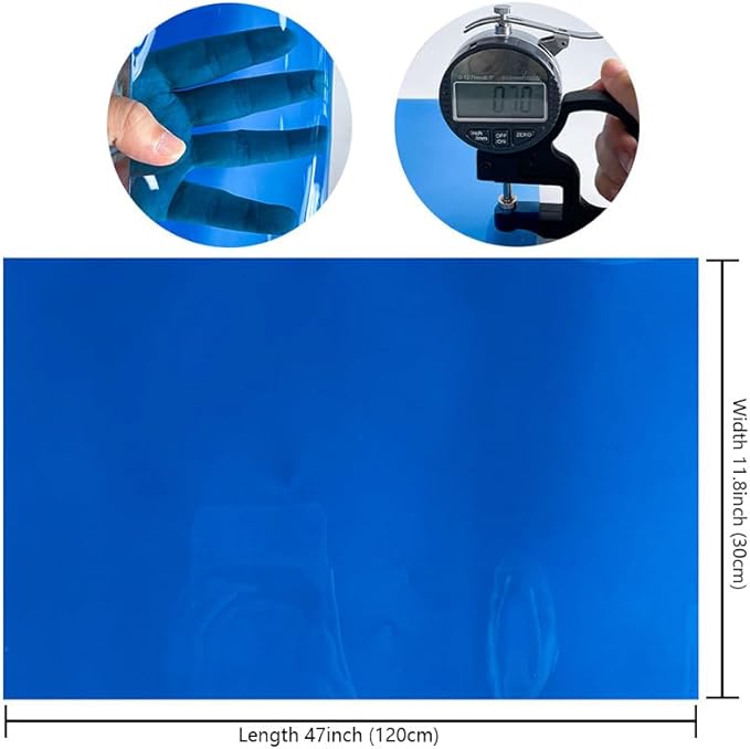 ONEART | Blue Transparent Leather Vinyl, 30 Gauge Solid Color See-Through Waterproof Jelly Faux Leather for Women DIY Handbags Tote, 12" x 48"