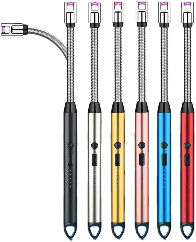 360°Flexible Neck Lighters for Candles, Multi-Function Arc Lighter Rechargeable USB Electric BBQ Lighter for Grill Kitchen Fireworks Gas Stove (Blue)