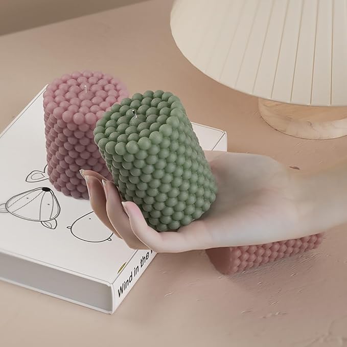 Silicone Candle Molds, 3D Bubble Cylinder Scented Candle Mold, Cozy Atmosphere Design, Colorless, BPA Free, Silicone Molds for Candle Making, DIY, Resin, Wax, Soap, Clay, Chocolate Etc