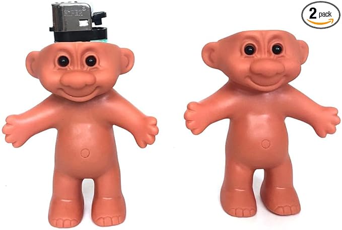 2 Pack Cute Troll Dolls Lighter Case Pouches Cover Holder Silicone Funny Mini Dolls Lighter Sleeve for 3.2in Regular Lighter (Lighter not Included)