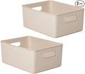 Superio Eco-Friendly Decorative Plastic Basket Open Home Storage Bins Organizer Baskets, Large (2 Pack) Container Boxes for Organizing Closet Storage Bins for Shelves Drawer Shelf 15 Liter