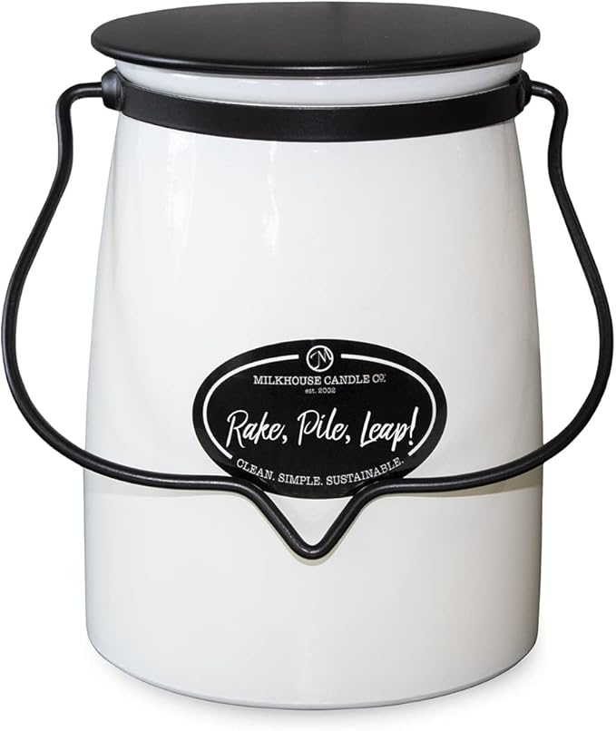 Milkhouse Candle Company - Rake, Pile, Leap! - Creamery Collection - 22oz Single Cotton Wick Soy Candles with Beeswax - Long Burn Time, Made in The USA - Non Toxic, Premium Scented Candles