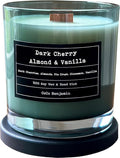 100% Soy, Highly Scented, Hand Poured Soy Candle (Dark Cherry, Almond & Vanilla (Wooden Wick))