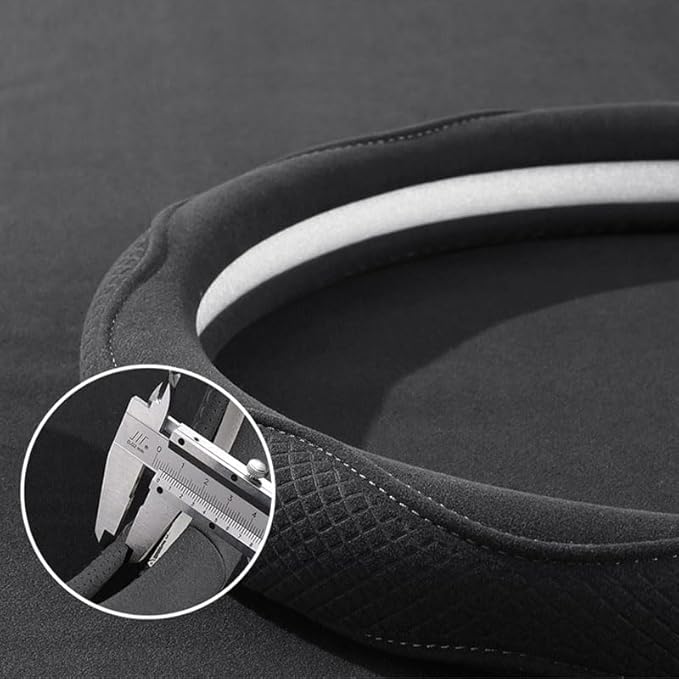 Car Steering Wheel Cover for Sonata SEL 2024, Leather Elastic Steering Wheel Protector Breathable Anti-Slip Steering Wheel Covers,Black-O