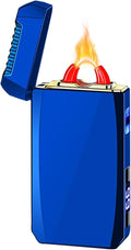 YOZWOO Rechargeable Electric Lighter USB C Electronic Lighters High Power Flame Arc Plasma Lighter Windproof Camping Lighters with Long Battery Life for Home and Outdoor (Blue)