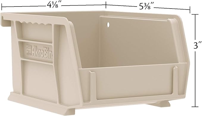 Akro-Mils 30210 AkroBins Plastic Storage Bins, Space-Saving Stackable Bins for Garage, Pantry, Craft Organization, 5" x 4" x 3", Black, 6-Pack
