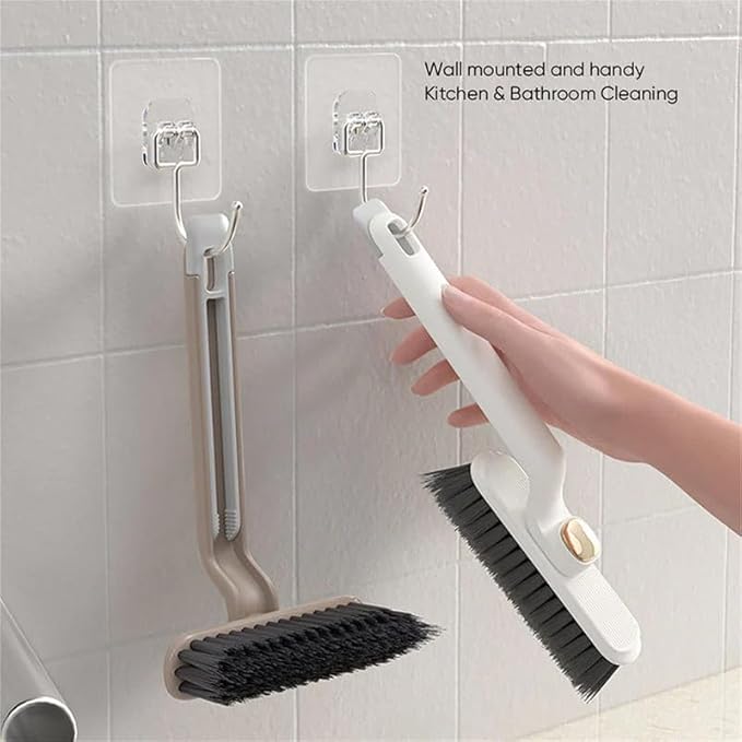 Multi-Function Rotating Crevice Cleaning Brush, 360 Degree Rotating No Dead Corners Hard Bristle Crevice Gap Brush Tool for Bathroom Household Kitchen (Khaki 1pcs)