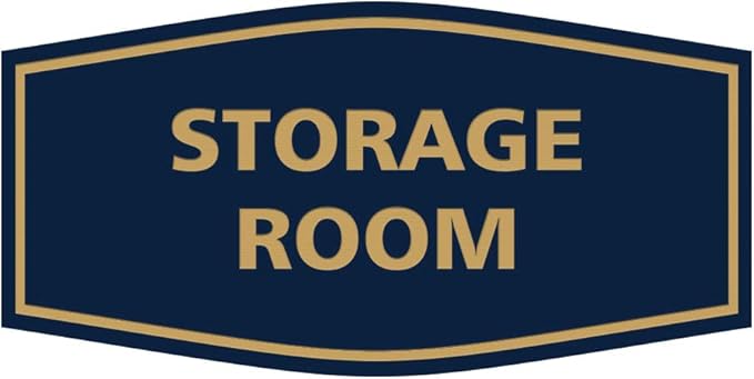 Signs ByLITA Fancy Storage Room Sign (Navy Blue/Gold) - Small 5 Pack