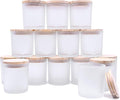 SHOWIN 8 OZ Thick Candle Jars for Making Candles 15 Pcs, White Empty Jars with Wood Lids for Candle Making, Sample Container,Frosted White