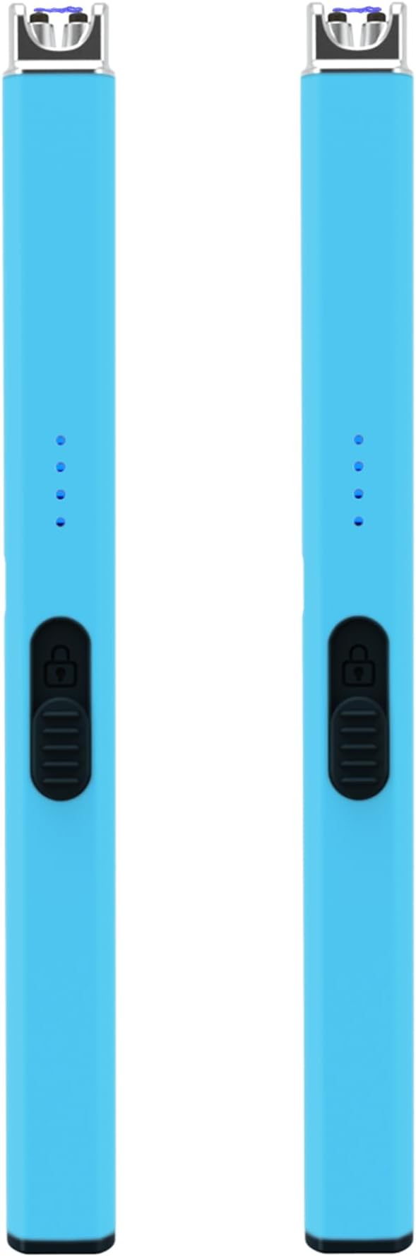 FIGHTSENSE USB Rechargeable Candle Lighter,Plasma Arc Windproof Flameless Long Electric Lighter with Safety Switch,LED Battery Display,Used for BBQ Fireplace,Camping,Stove Kitchen (Blue)