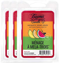 Beamer Candle Co. - Ménage Á Mela Trois Wax Melt – Honeydew & Cantaloupe Melon Scent – 3 Packs of 6 Cubes – Odor Eliminating – High Fragrance – 40 Hour Burn Time