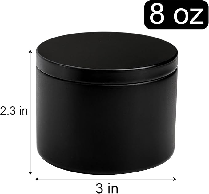 Coloch 24 Pack 8 Oz Candle Tins with Lid, Black Matte Candle Jars for Candle Making Bulk Candle Container Metal Candle Making Supplies for DIY Candles, Crafts, Holiday Gifts, 3x2.3 Inches