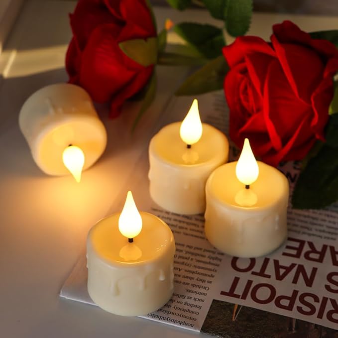 12pcs Rechargeable LED Tea Lights with Charging Base and USB Cable, Flameless Votive Candles Electric Flickering with Remote and Timer, Warm White Light