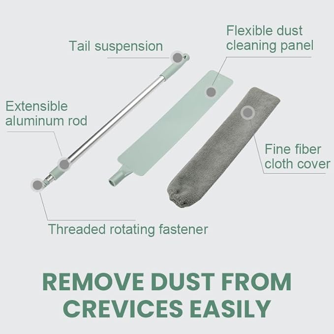 Saker Retractable Gap Dust Cleaning Artifact, Telescoping Bendable Microfiber Duster for High Ceilings, Under Furniture & Hard-to-Reach Areas, Washable Extendable Dusting Tool (1 Set)