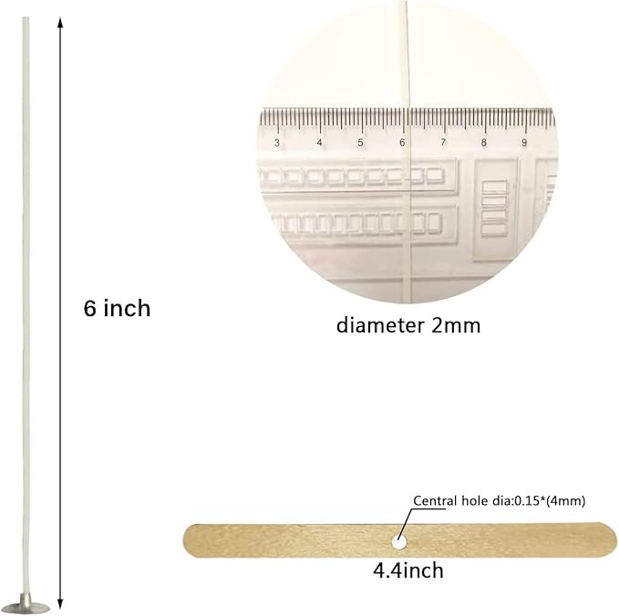 400 Piece Cotton Candle Wick 6" Pre-Waxed for DIY Candle Making