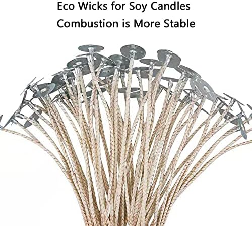 100pcs ECO 14 Wicks for Soy Candles, 6 inch Pre-Waxed Candle Wick for Candle Making,CD18 Thick Candle Wick with Base