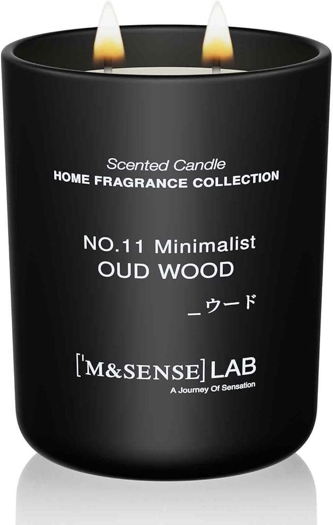 M&SENSE Natural Soy Large Candle| Oud Wood | 16.6 oz, 95H Burn | Mini Spring Scented Candles for Relaxation, Valentines Day Gift, Home Décor | for Bedroom, Office, Party