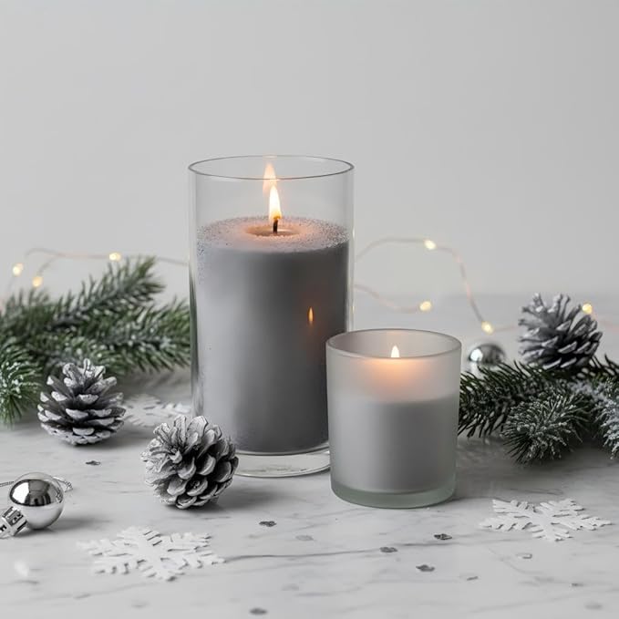 Monivi Scented Candle Sand with Wicks 3.53oz Grey Sand Candles Pearled Candle Sandwax Beads Mothers Day Gift 16 Burn Hours Refillable Candle Wax for Candle Making(Scented Eucalyptus)