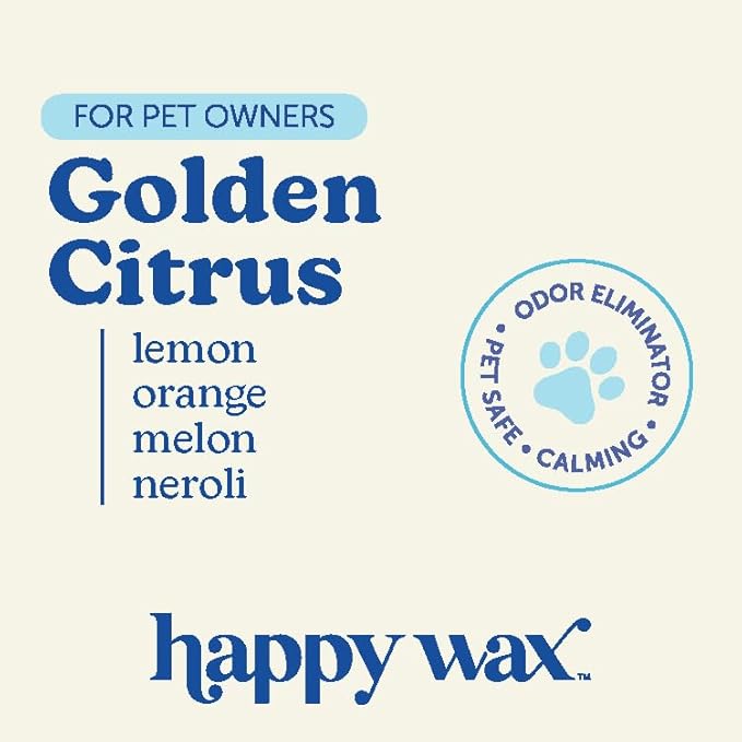 Happy Wax Pet Scents Mix Premium Scented, Non Toxic, Pet Safe, Odor Eliminating, Dye-Free Soy Wax Melts – 6 Total Oz: Almond Blossom for Dogs, Bamboo & White Tea for Cats and Golden Citrus for Pets