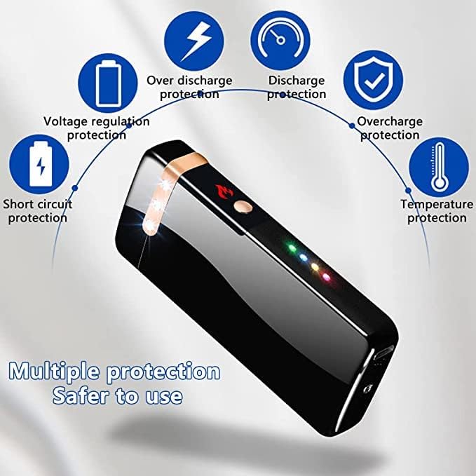 Electric Lighters Rechargeable USB Windproof Flame Lighter Plasma Arc Electronic Lighter with LED Battery Indication for Outdoors Camping, Candles, Incense Stick (Ice Black)