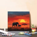 Paint by Numbers Kit for Adults Elephant Paint by Numbers Sunset DIY Crafts for Adults Canvas Paintings Kits, Hobbies for Women Art With Accessories for Home Wall Decor 24x24 Inch Without Frame 4-737Q