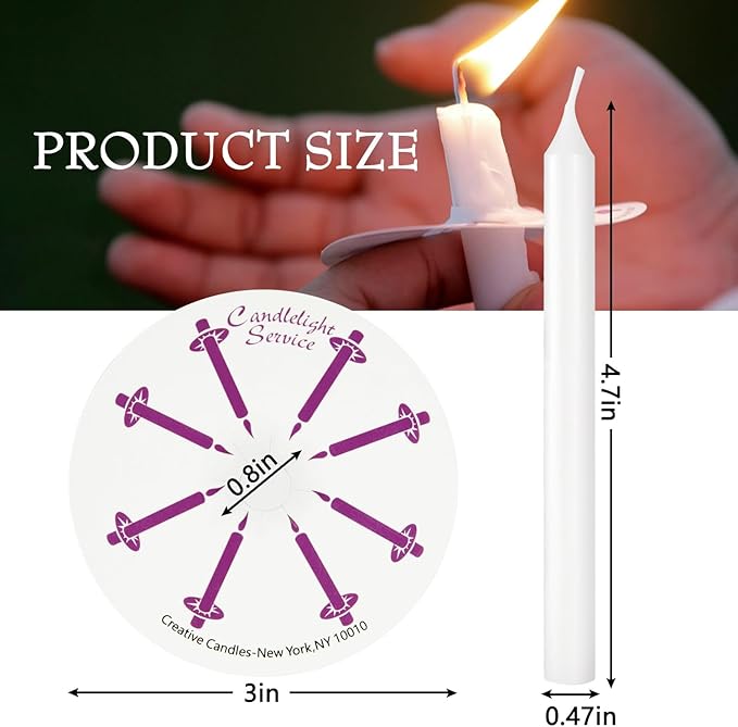 200 White Church Candles with Drip Protectors - 5-Inch Unscented Devotional Candles for Candlelight Vigil & Prayer Services, No Smoke Clean Burning Taper Candles in Bulk