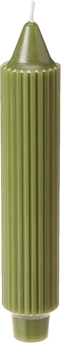 Root Candles 4-Count Unscented Dinner Candles Dripless Beeswax Enhanced Grecian Collenette Boxed Candle Set, 7-Inch, Dark Olive