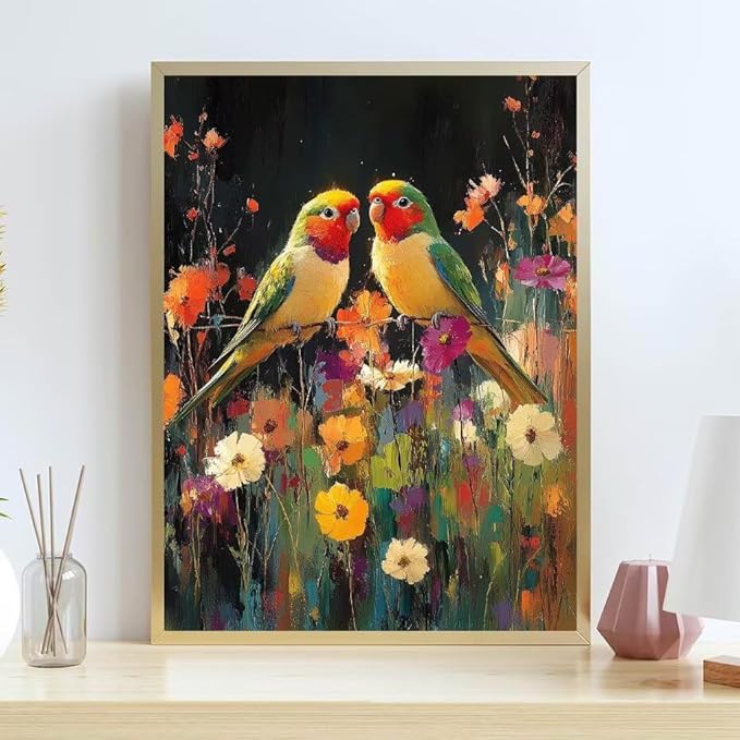 Diamond Painting Kits for Adults Parrot Diamond Painting Kits Flower 5D Full Square Drill Strass Crystal Crafts for Adults DIY Art Kit for Beginner, Home Wall Art, Gifts for Women 24x35in 3-25797Y