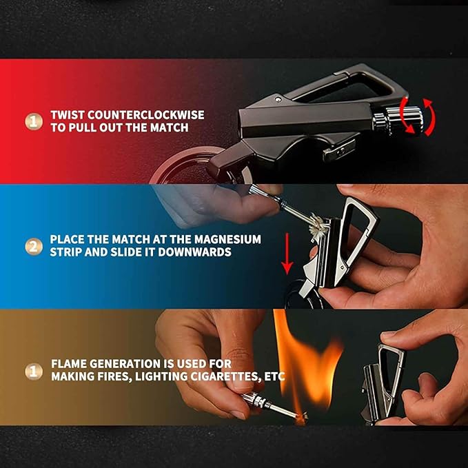 Permanent Match Infinity Lighter, Keychain Lighter with Multitool Keychain Bottle Opener