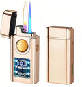 Smart Voice-Activated Lighter - 3 Flames (Blue Torch, Soft Flame & Dual Arc) - Windproof Refillable & Rechargeable Butane Lighters with Multiple Ignition Methods (Without Fuel) (Brushed Gold)