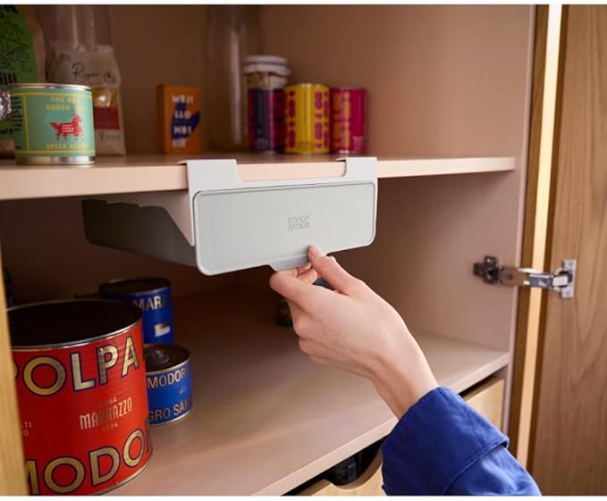 Joseph Joseph CupboardStore Under-Shelf Storage Drawer – Space-Saving Kitchen Organizer, Made from Recycled Plastic