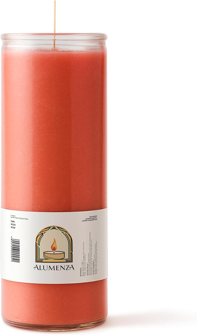 3 Pack Pink 7 Day Candles in Glass Jar – Paraffin Wax, Clean Burning Unscented | Large & Tall Devotional Prayer Pillar Candles for Home, Memorial, Spells, Long Lasting