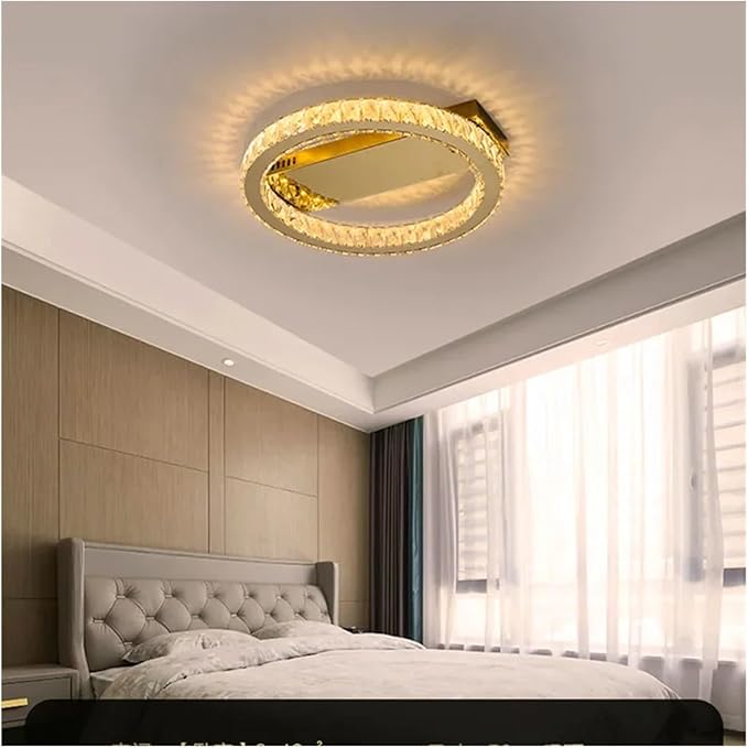 Modern Chandelier, LED Ceiling Hanging Lamps Modern Crystal Gold Round Living Dining Table Room Bedroom Kitchen Home Decor Pendant Chandelier Light(D30CM,Chrome)