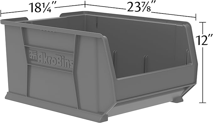 Akro-Mils 30289 Super-Size AkroBins Plastic Storage Bins, Space-Saving Stackable Bins for Garage, Classroom, Warehouse Organization, 24" L x 18" W x 12" H, Blue, 1-Pack