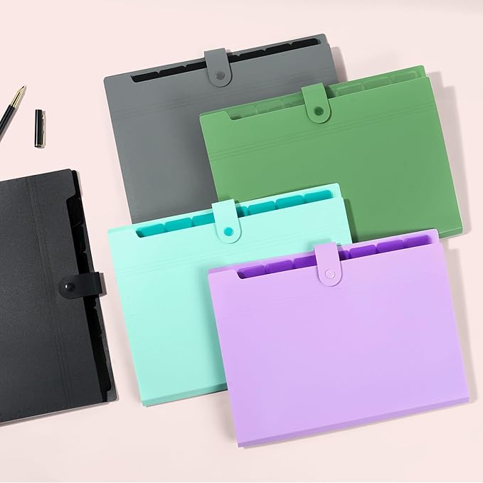 Forvencer Expanding File Folder with 8 Pocket, Letter Size Accordion File Organizer, Portable Folders for Documents, Cute Paper Organizer, Filling Products for School Office Supplies, A4 Size, Gray