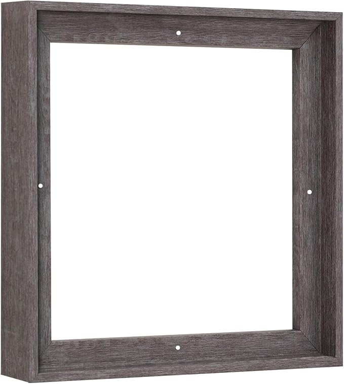 Pixy Canvas Floater Frame 14x14 for 1-1/2 (1.5) inch Deep Canvas Paintings/Canvas Prints/Wood Canvas Panels/Wall Art/Wall Decor/Home Decor/Artwork (Rustic Gray, 14 x 14 inch, Square)