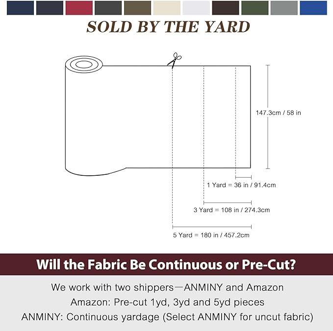 ANMINY 100% Waterproof Outdoor Fabric 10 Yards, 58" W 600D Marine Canvas Fabric with PVC Backing, Ripstop Upholstery Material by The Yard for Furniture Boat Covers Tent Awning, Wine Red