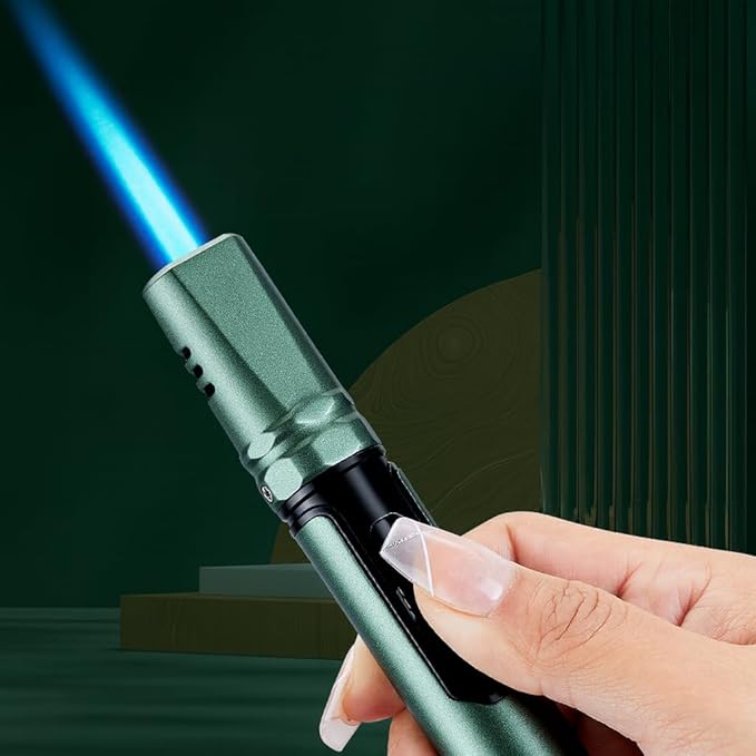 2 Pack Torch Butane Lighters Adjustable Jet Flame Wind Resistant Butane Refillable Gas Long Lighter for Camping Candle Grill BBQ Fireworks (Gas Not Included)