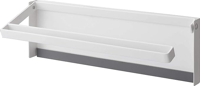 Yamazaki Industries 4943 Magnetic Kitchen Paper Holder with One Hand, White, Approx. W 12.0 x D 1.0 x H 3.7 inches (30.5 x 2.5 x 9.5 cm), Plate, Compatible with Large Types Made Overseas