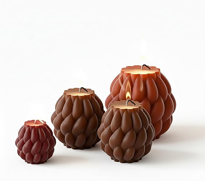 3 Pack Spiral Ball Cylinder Soap & Candle Mold - Silicone 3D Molds for Candy & Home Decor - Resin Casting & Making Molds