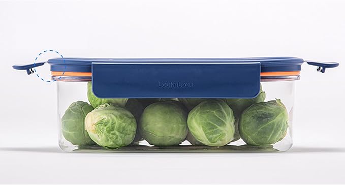 LocknLock LBF406RS2N Bisfree Modular Plus Food Storage Containers for Lunch, Meal Prep, Stackable, BPA-Free, Leakproof, Microwave, Dishwasher, Freezer-Safe, 4 Pieces, 2 Boxes and 2 Lids, Navy, 2.1L
