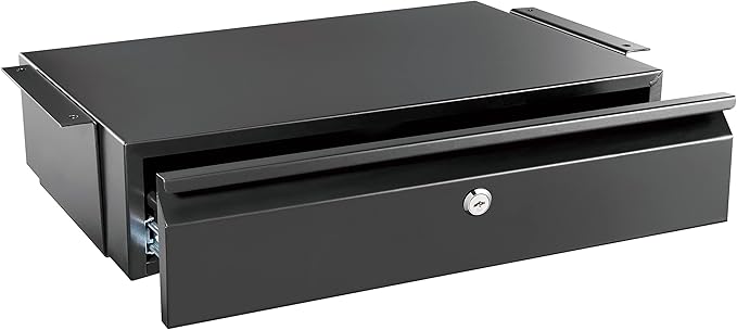Mount-It! Locking Under Desk Pull-Out Drawer, Heavy-Duty Steel Under Table Slide-Out Storage Organizer with Key Lock for Private Storage, Smooth Glide Track, Fits Desks Over 0.71″ Thick