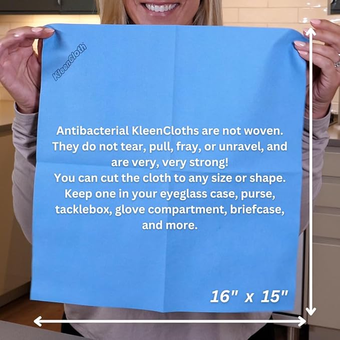 Reusable Antibacterial Cleaning Cloths – Removes 99.99% of Bacteria with Just Water | Silver-Embedded, Chemical, Odor, Streak & Scratch-Free for All Surfaces | 2 Pack